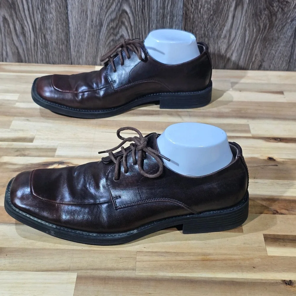 Borelli Martin Men's Dress Shoes‎ 9.5 Brown Leather Square Toe Oxford Derby